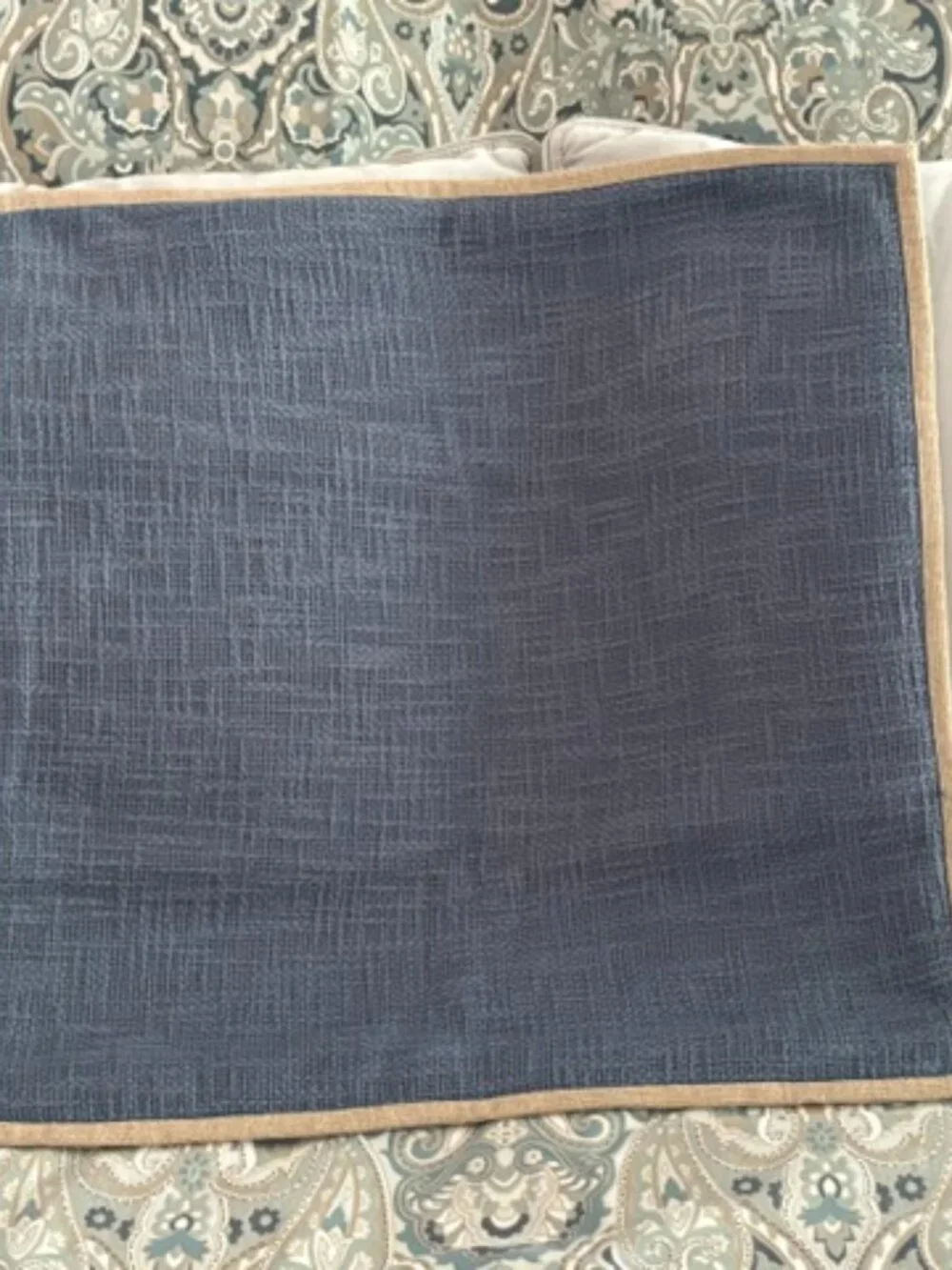 Pottery Barn linen w/jute trim blue square pillow cover 20